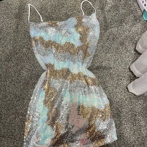 Crystal Doll Gold and White Dress